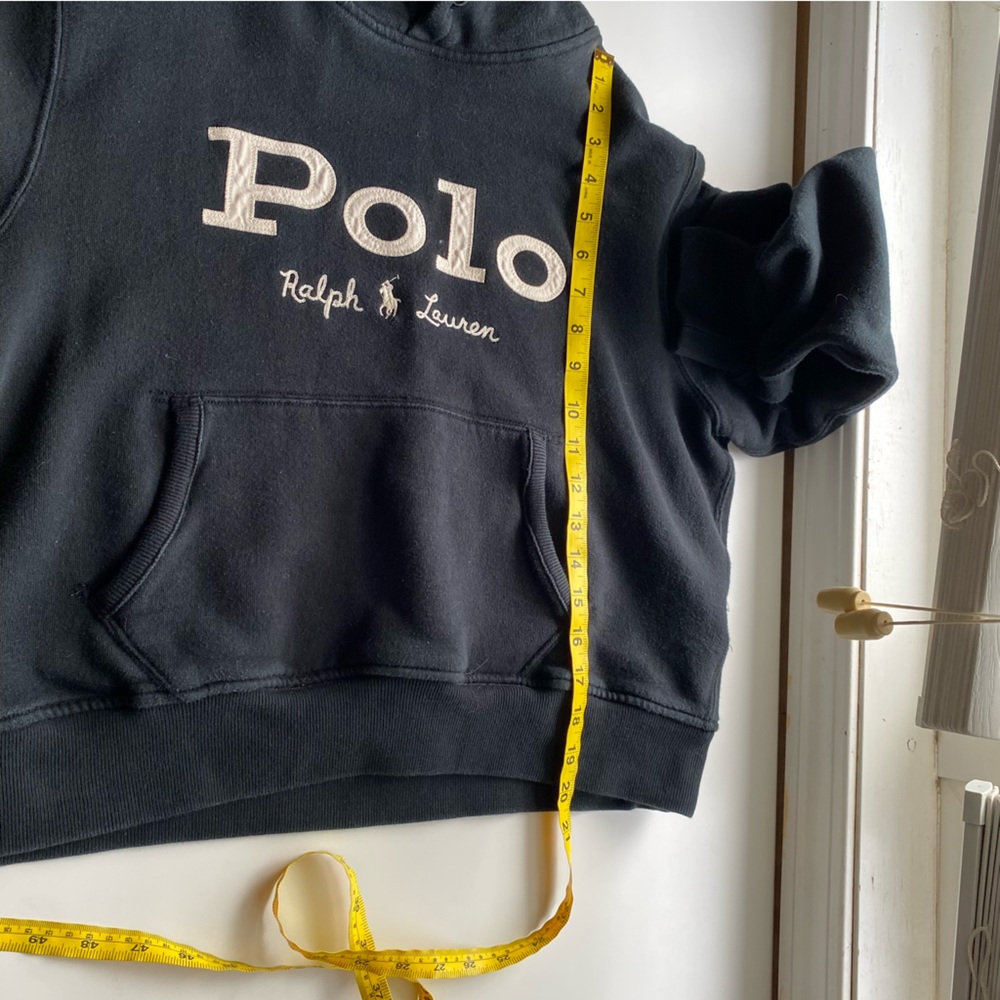 Polo Ralph Lauren Sweatshirt Woman XL Blue Spell Out Logo Preppy Cropped FLAW - Picture 14 of 16